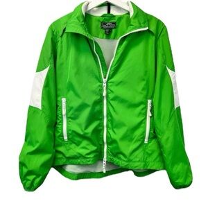 Ralph Lauren Mens Windbreaker Jacket Green Waist Length Vented Collared Zipper L